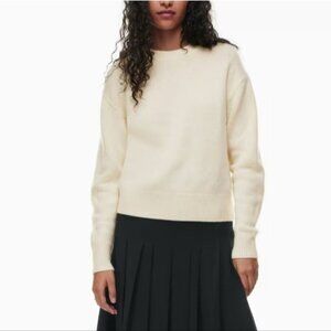 WILFRED Luxe Cashmere Maria Sweater Whisper White Crew Neck XS ARITZIA